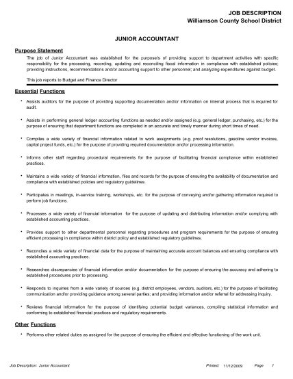 25 Job Description Accountant Free To Edit Download And Print Cocodoc