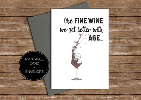 Wine Printable Birthday Card Paper Greeting Cards