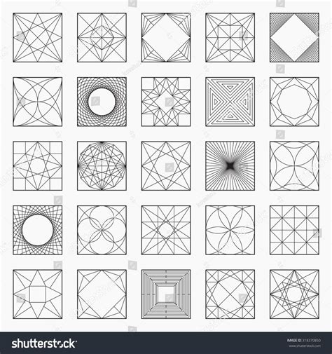 Set Geometric Elements Icons Square Pattern Stock Vector Royalty Free