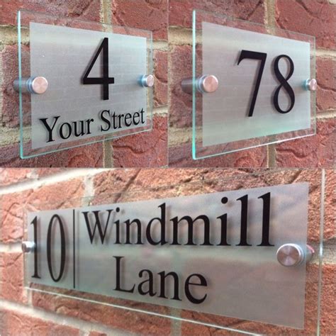 Modern House Sign Plaque Door Number Street Glass Effect Acrylic House