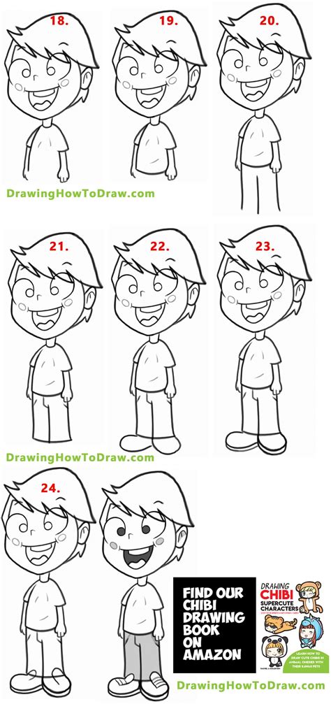 How To Draw A Cartoon Boy Standing With Easy Step By Step Drawing