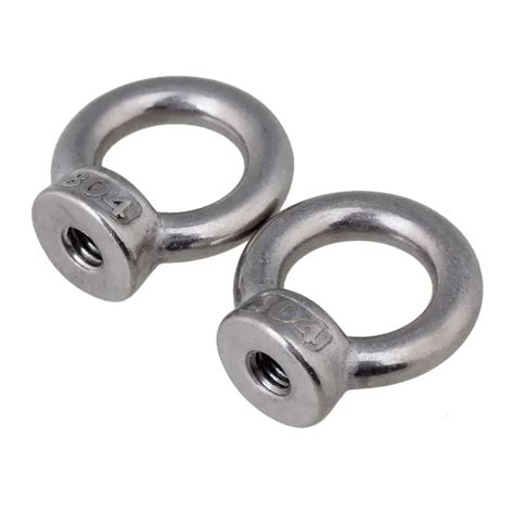 Silver 304 Stainless Steel European Style M6 Ring Shape Eye Bolts Eyed