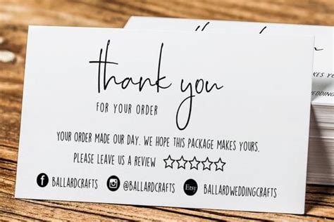 Monochrome Thank You For Your Order Cards Please Leave A Review Card