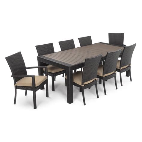 Rst Brands Deco 9 Piece Patio Dining Set With Maxim Beige Cushions