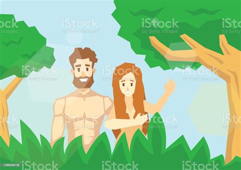 Adam Und Eva Im Garten Eden Stock Vektor Art Und Mehr Bilder Von Adam