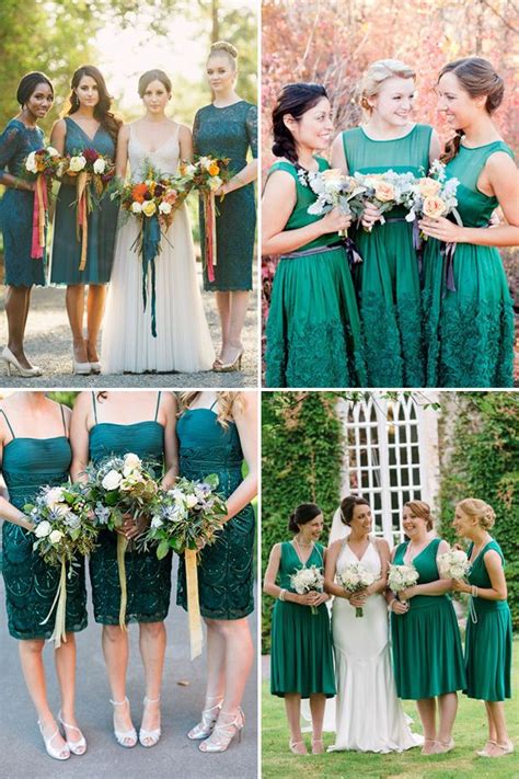 Bridesmaids In Emerald Green Dresses 14 Gorgeous Looks Green