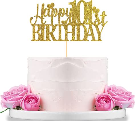 Gold Glitter Happy 101st Birthday Cake Topper 101 Years Loved Cheers