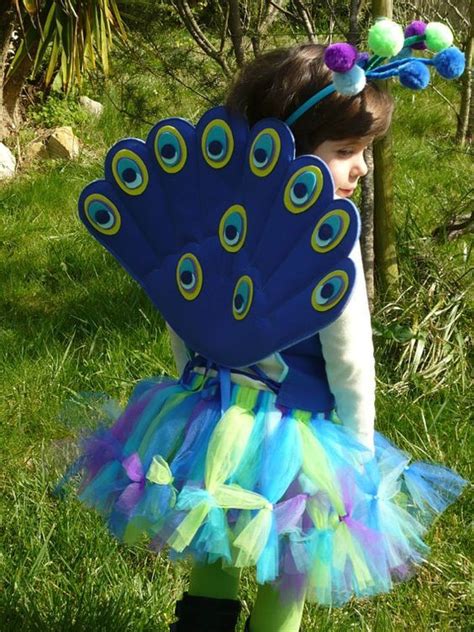 Peacock Costume Includes Plush Wire Free Wings Handmade Halloween