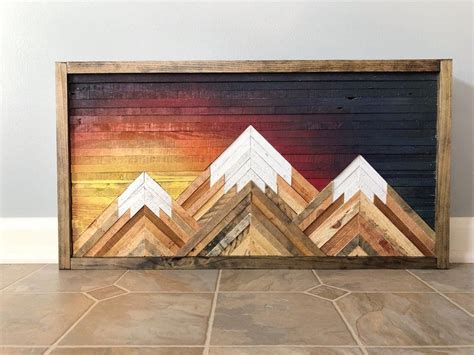 Mountain Wood Wall Artdecor Etsy Wood Wall Art Decor Mountain