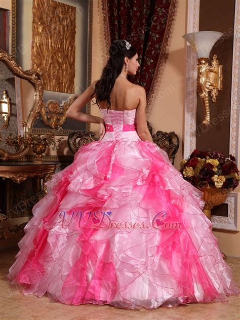 Maybe you would like to learn more about one of these? Pink and Hot Pink Contrast Color Ruffled Quince Dress Ombre