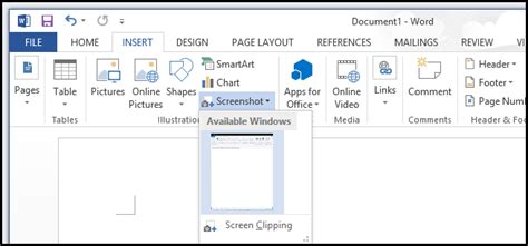 How To Use Microsoft Word 2013s Built In Screenshot Tool