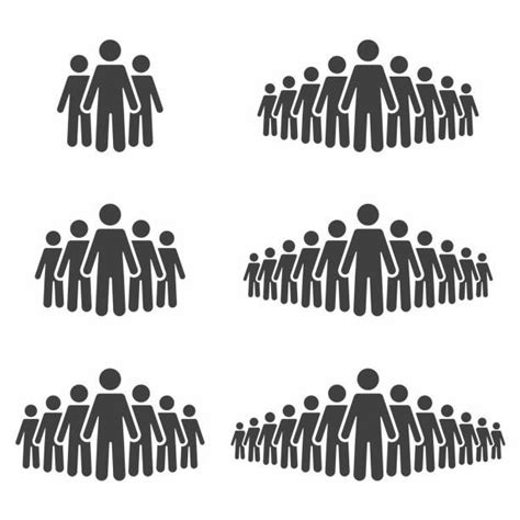 People Icon Set Stick Figures Crowd Signs Isolated On Background