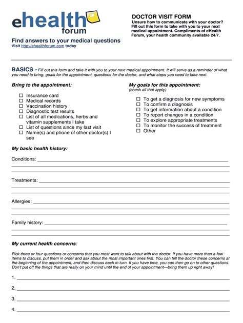 Doctor Visit Form Fill Out And Sign Online Dochub