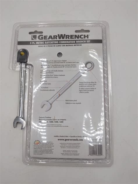 Gear Wrench 5 Pc Metric Ratcheting Combination Wrench Set 93004d