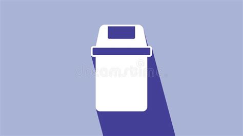 Icono De La Papelera Blanca Aislado En Fondo Morado Signo De Cubo De