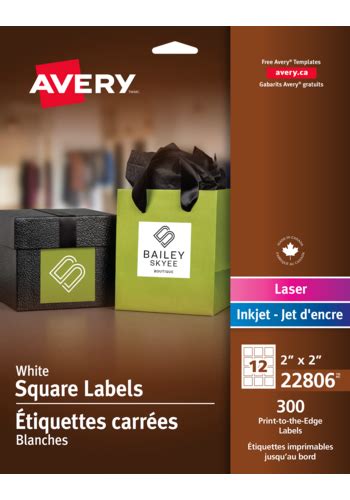 Avery 22806 Print To The Edge Square Labels 2 X 2 Square White