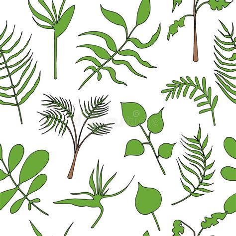 Vector Illustration In The Form Of A Seamless Pattern Of Plants And