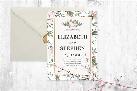 Rustic Floral Wedding Invitation Template Free Download