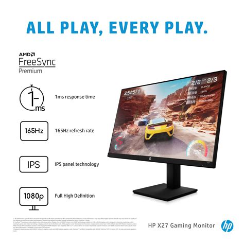 HP X27 FHD Gaming Monitor AMD FreeSync IPS FHD 165Hz Refresh Rate