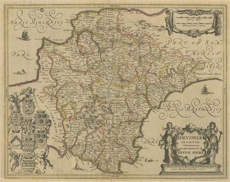 Antique Map Of The County Of Devon By Overton 1713 At 1stdibs