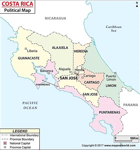 Mapa Político De Costa Rica 36 W X 3861 H Amazones Oficina Y