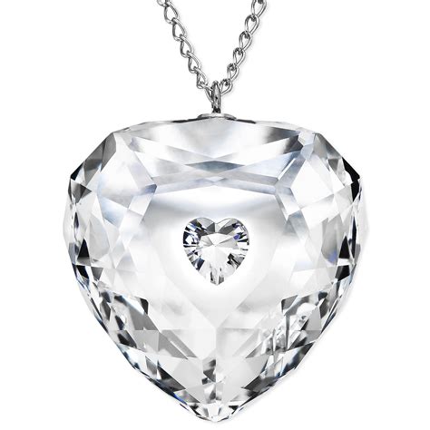 Lyst Swarovski Rhodium Plated Crystal Truthful Heart Pendant Necklace