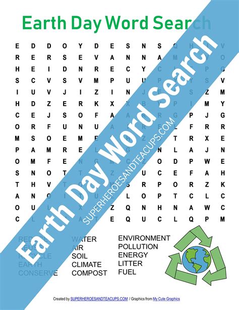 Earth Day Word Search Free Printable For Kids Learning