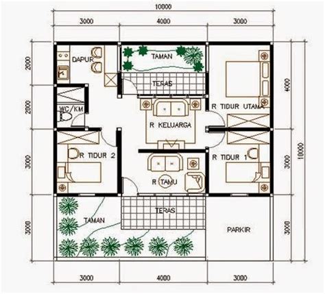 Gambar Denah Rumah Sederhana 1 Lantai 3 Kamar Tidur Desain Rumah