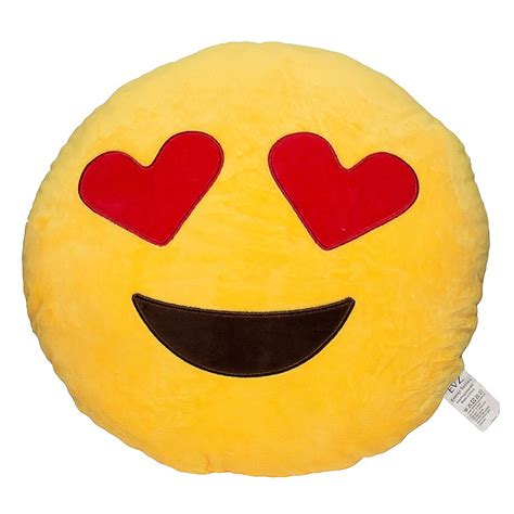 Evz 32cm Emoji Smiley Emoticon Yellow Round Cushion Stuffed