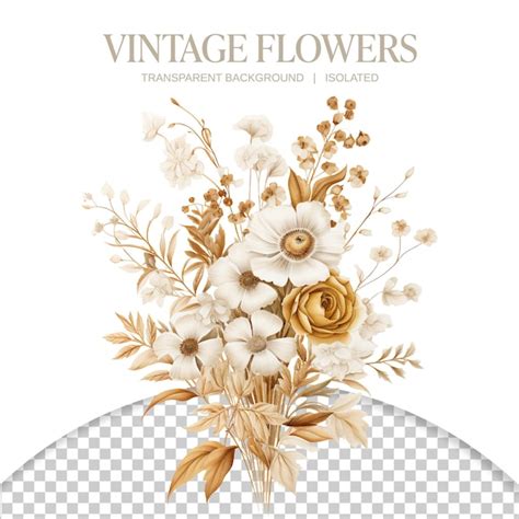 Premium Psd Vintage Flowers Bouquet Illustration