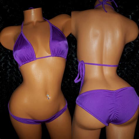 Two Piece Full Bottom Scrunch Butt String Bikini Swimwear Exotic Dancewear Stripper Outfit