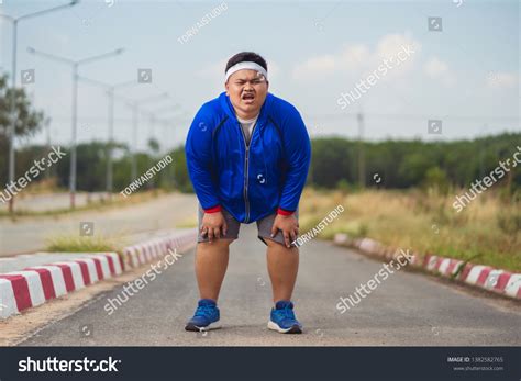 Fat Man He Tired Running Stock Photo 1382582765 Shutterstock
