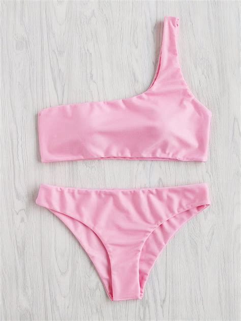 shop one shoulder bikini set online shein offers one shoulder bikini set and more to fit your