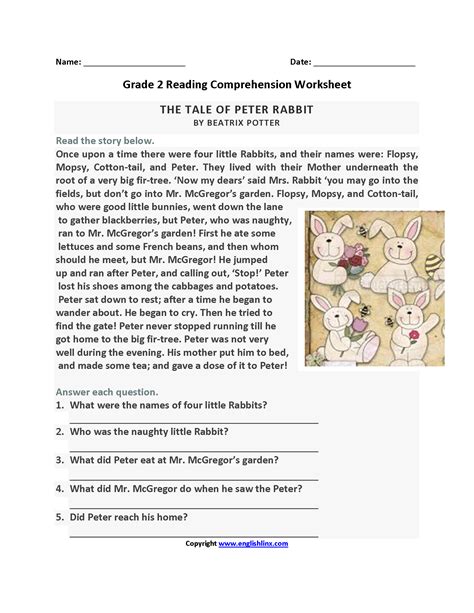 Second Grade Reading Passage With Comprehension Questions Reading
