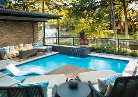Backyard landscaping ideas with interlocking pool deck. Imposing Backyard Ideas With Pool | Small backyard pools ...