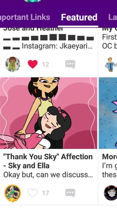 Thank You Sky Affection Sky And Ella Total Drama Official Amino