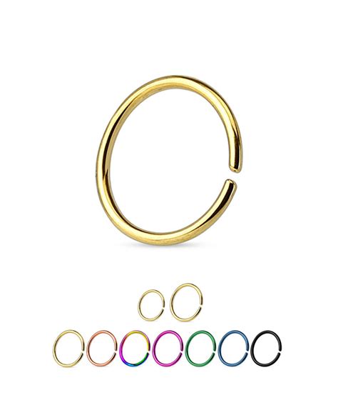 Titanium Anodized 316l Surgical Steel Seamless Annealed Continuous Nose Ring Hoop Choose Your Color