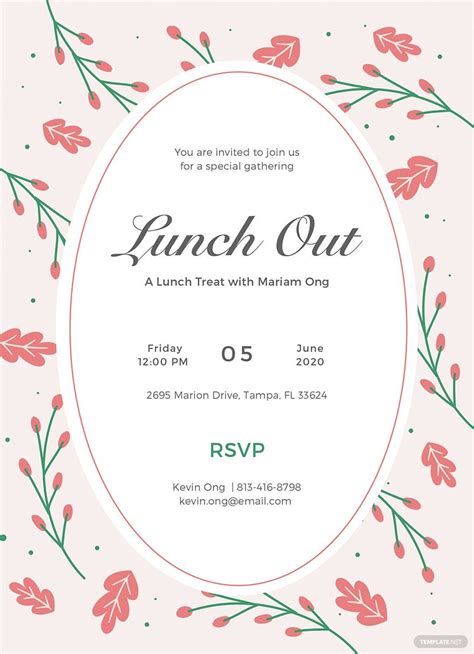 Sample Lunch Invitation Template In Illustrator Pages Word Publisher