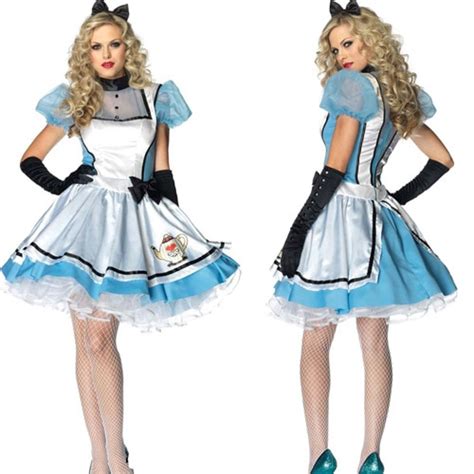 Halloween Women Adult Anime Alice In Wonderland Blue Party Dress Alice