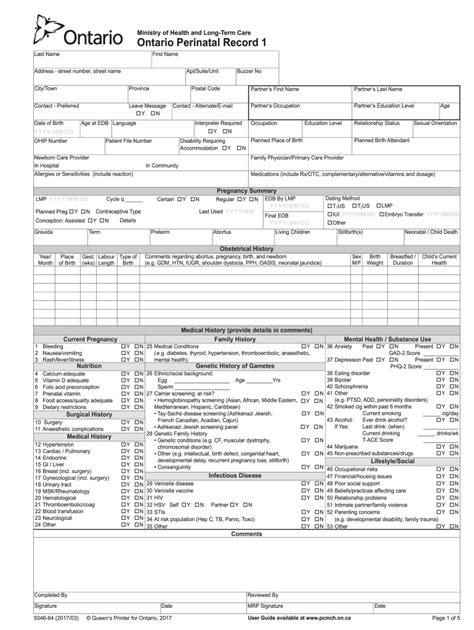 Ontario Perinatal Record Fill Out And Sign Online Dochub