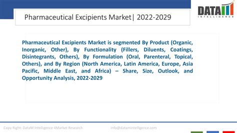 Ppt Pharmaceutical Excipients Market Trends And Overview 2022 2029
