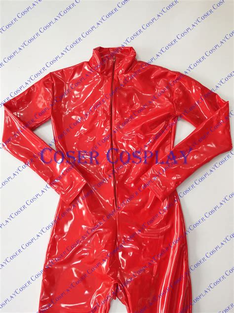 Red Pvc Simple Pop Stars Catsuits