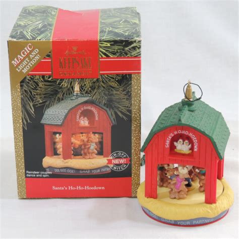 Hallmark 1990 Santas Ho Ho Hoedown Keepsake Ornament Christmas Light Motion Red Ebay