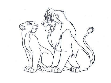 Desenho De Nala Conversando Cmo Simba Para Colorir Tudodesenhos