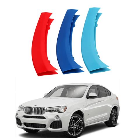 3 colors 3D M styling Car Front Grille Trim Sport Strips Cover ...