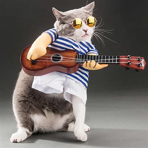 Any picture of any cat wearing any piece of clothing is welcome. Funny Pet Costumes Guitar Rock Singer Cosplay Suit Clothes ...