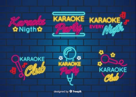 Free Vector Karaoke Night Neon Light Sign Collection