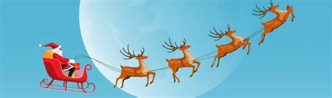 Reindeer Pulling Santa And His Sleigh In Front Of A Full Moonb