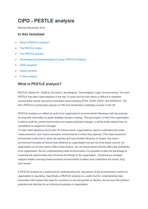 Identifying big picture opportunities and threats. CIPD pestle analysis