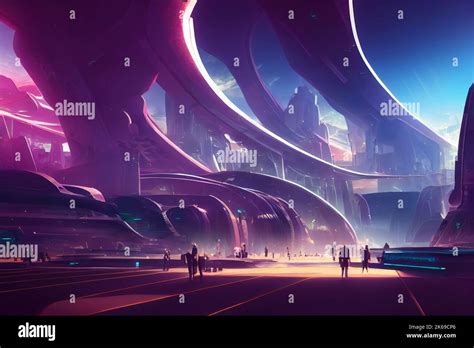 Colorful Futuristic Cyberpunk Metaverse City Background Concept Art